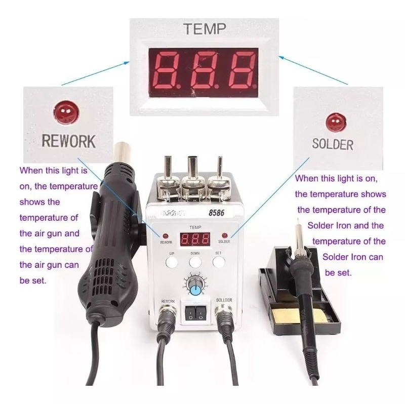 760W 8586 2 in 1 Hot Air Solde - Smd Rework Station Hot Air Soldering 2 In 1 recension och pris
